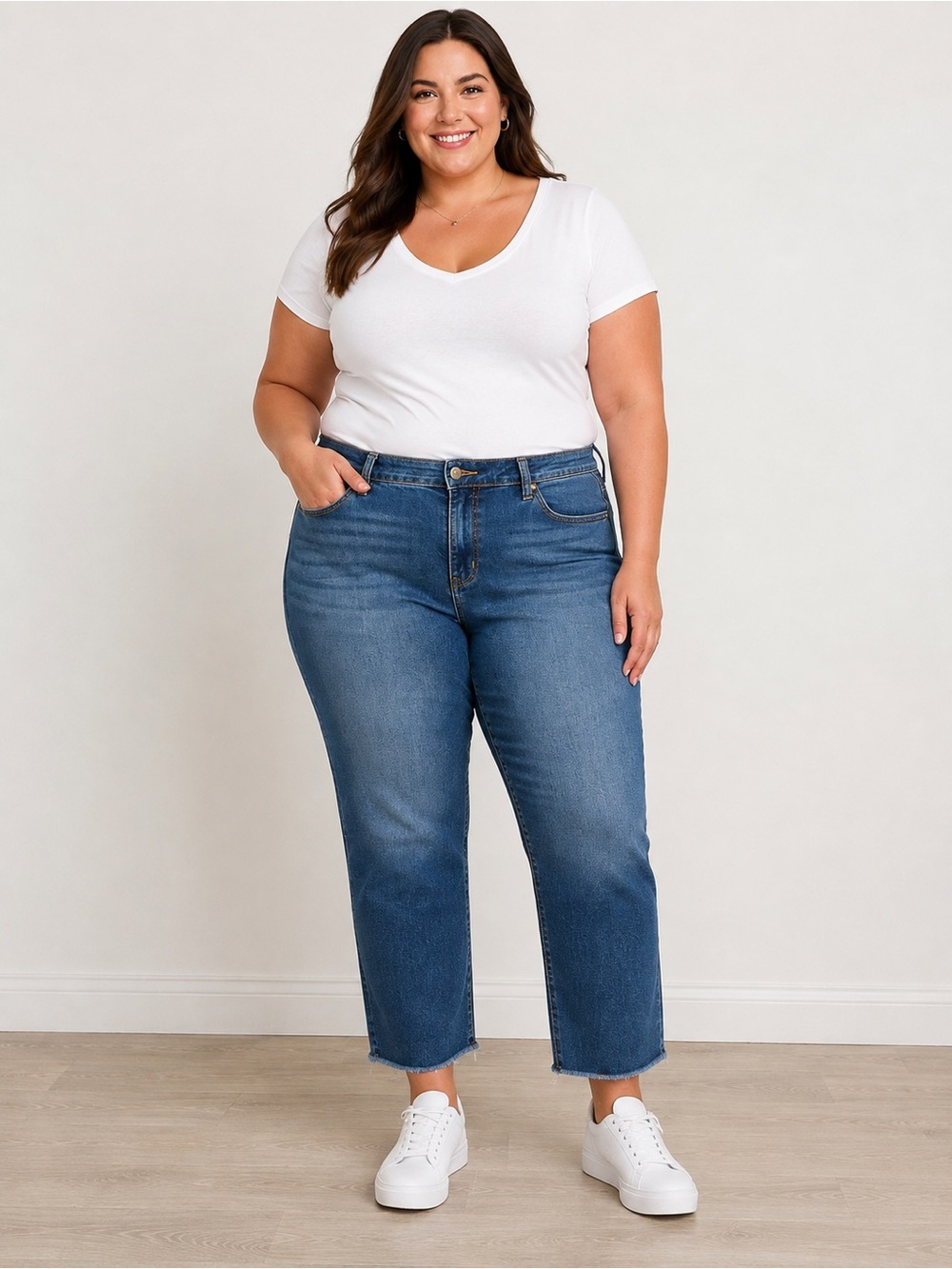 Torrid Boyfriend Jeans Women’s Size 18 Medium Wash Raw Frayed Hem Cropped